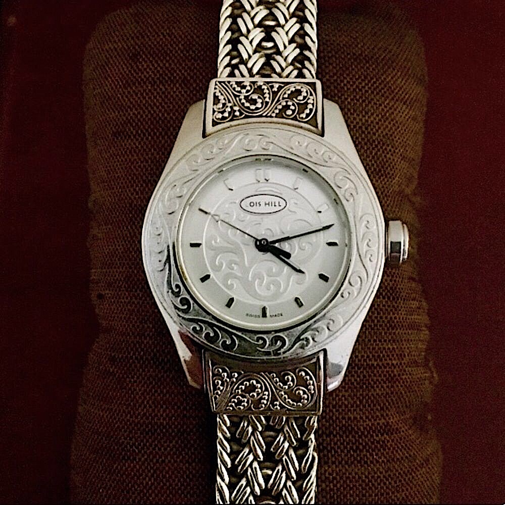 Lois Hill Sterling Silver Woven Bracelet Swiss Movement Watch